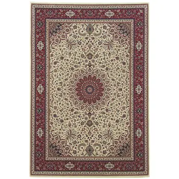 2' X 3' Ivory And Red Oriental Area Rug