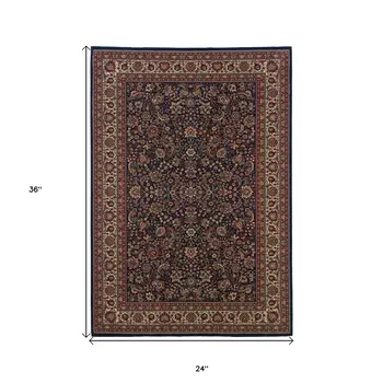 2' X 3' Blue And Red Oriental Area Rug