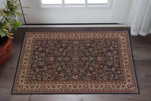 2' X 3' Blue And Red Oriental Area Rug