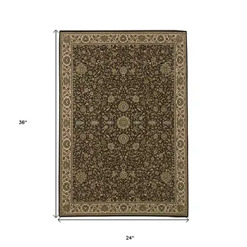 2' X 3' Brown And Ivory Oriental Area Rug