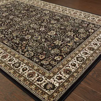 2' X 3' Black And Ivory Oriental Area Rug
