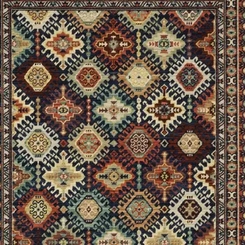 2' X 3' Navy Blue Oriental Area Rug With Fringe