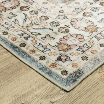 8' Gray And Ivory Oriental Distressed Runner Rug