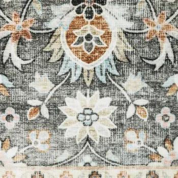 8' Gray And Ivory Oriental Distressed Runner Rug