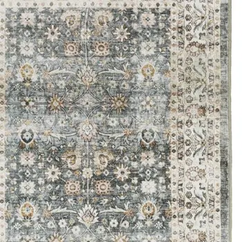 8' Gray And Ivory Oriental Distressed Runner Rug