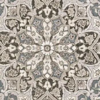 4' X 6' Gray And Blue Medallion Area Rug