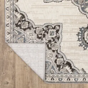 4' X 6' Gray And Blue Medallion Area Rug