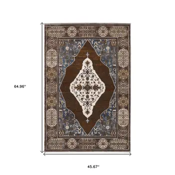 4' X 6' Gray And Blue Medallion Area Rug