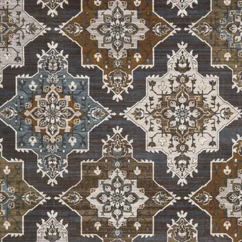 4' X 6' Gray And Blue Medallion Area Rug