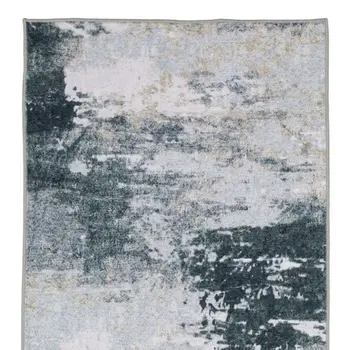 8' Ivory And Gray Abstract Distressed Runner Rug