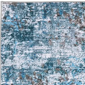8' Ivory Abstract Distressed Runner Rug