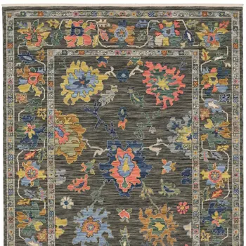 3' X 5' Gray Yellow And Blue Oriental Area Rug With Fringe