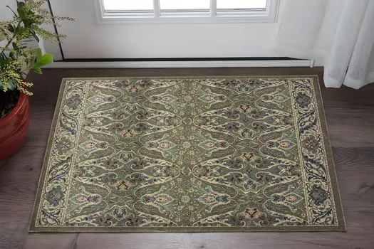 2' X 3' Brown And Ivory Floral Area Rug