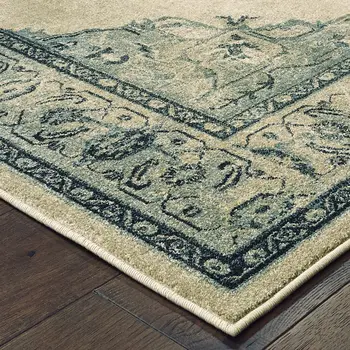 2' X 3' Ivory And Blue Oriental Area Rug