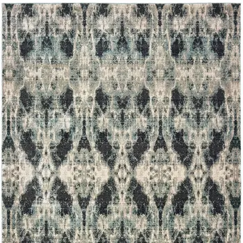 4' X 6' Gray And Blue Abstract Area Rug