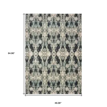 4' X 6' Gray And Blue Abstract Area Rug