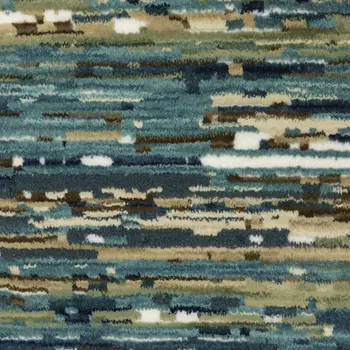 8' Blue Brown And Ivory Striped Runner Rug