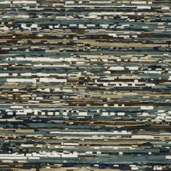 8' Blue Brown And Ivory Striped Runner Rug