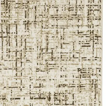 8' Ivory And Brown Abstract Runner Rug