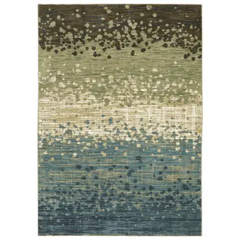 3' X 5' Blue And Brown Abstract Area Rug