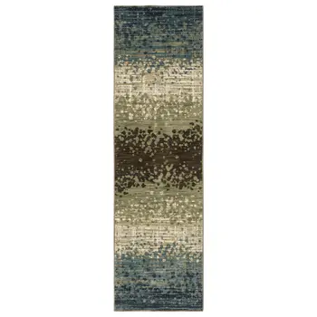 8' Blue And Brown Abstract Runner Rug