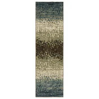 8' Blue And Brown Abstract Runner Rug
