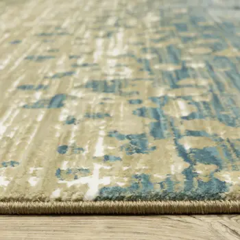 8' Blue And Brown Abstract Runner Rug
