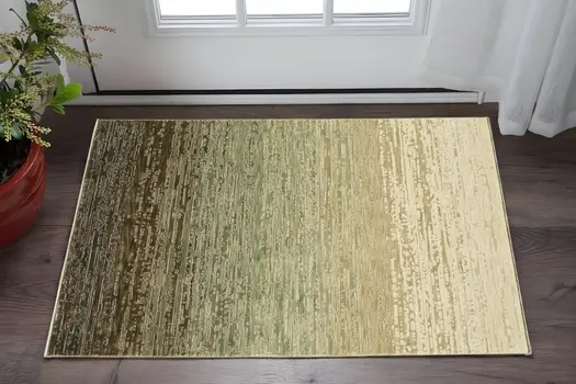 3' X 5' Brown And Green Abstract Area Rug