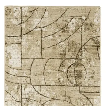 8' Beige And Brown Geometric Runner Rug
