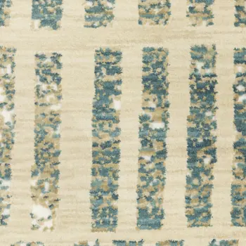 3' X 5' Beige And Blue Geometric Area Rug