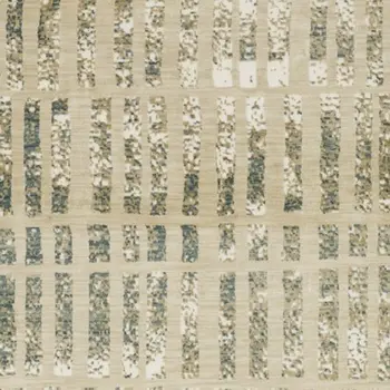 8' Beige And Blue Geometric Runner Rug