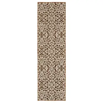 8' Rust And Beige Oriental Runner Rug