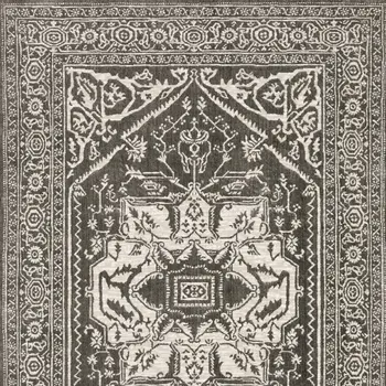 5' X 8' Gray And Ivory Oriental Area Rug