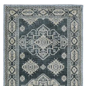 8' Blue And Gray Medallion Runner Rug