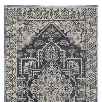 8' Blue And Gray Medallion Runner Rug