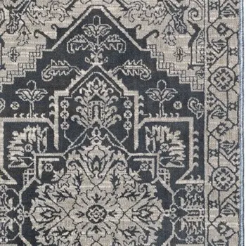 8' Blue And Gray Medallion Runner Rug