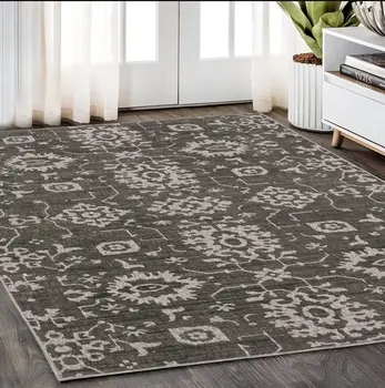5' X 8' Gray And Ivory Oriental Area Rug