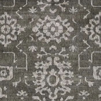 8' Gray And Ivory Oriental Runner Rug