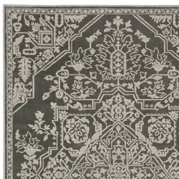 5' X 8' Gray And Light Gray Oriental Area Rug
