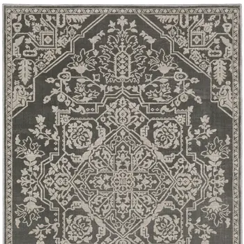 5' X 8' Gray And Light Gray Oriental Area Rug