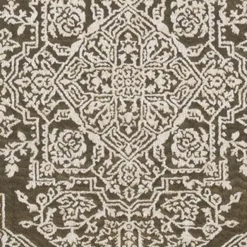 8' Gold And Beige Oriental Runner Rug