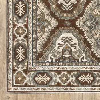8' Blue And Gray Medallion Runner Rug