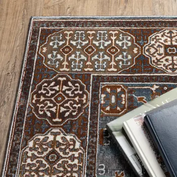 8' Blue And Green Medallion Runner Rug