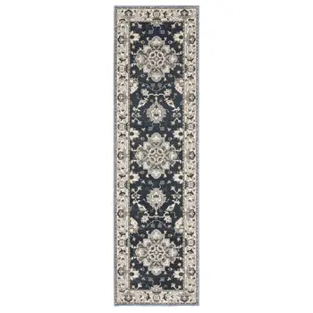 8' Blue Oriental Runner Rug