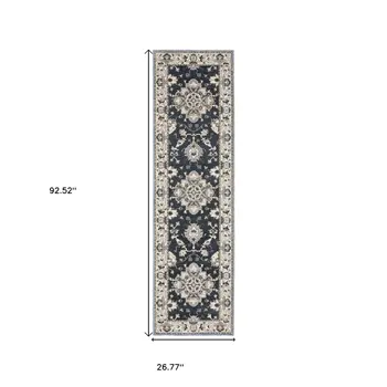 8' Blue Oriental Runner Rug
