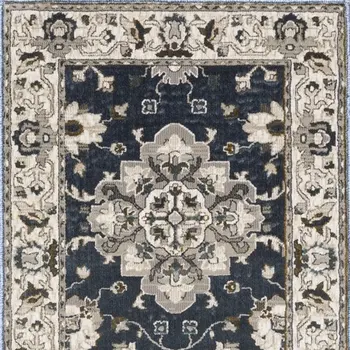 8' Blue Oriental Runner Rug