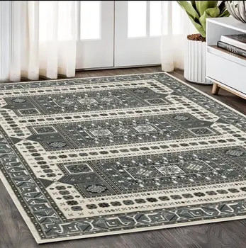 5' X 8' Gray And Blue Medallion Area Rug
