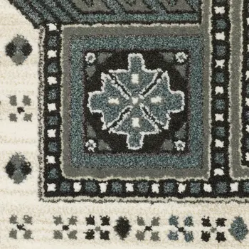 5' X 8' Gray And Blue Medallion Area Rug