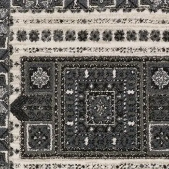 8' Gray And Blue Medallion Runner Rug