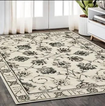 5' X 8' Ivory And Gray Oriental Area Rug